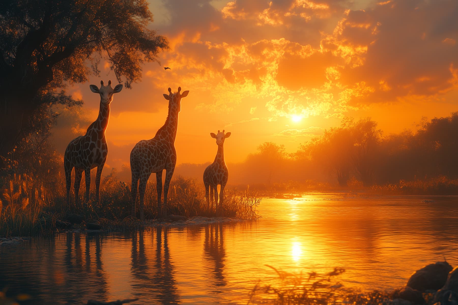 African savanna with wildlife